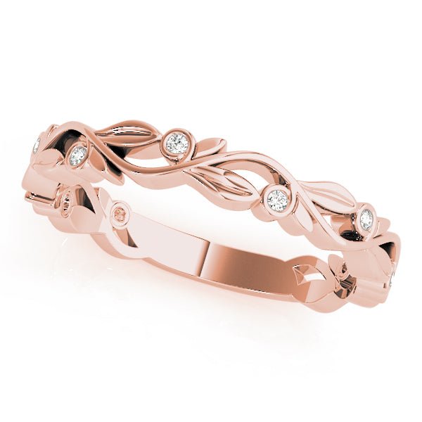 0.04CTW 14K Gold Leaf Vine Band With Bezel Set Round Diamonds - Diamond Ring - Design Jewellers Edmonton