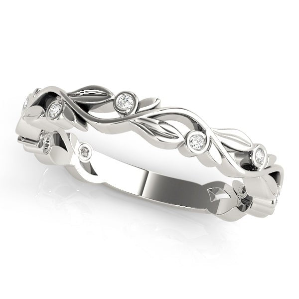 0.04CTW 14K Gold Leaf Vine Band With Bezel Set Round Diamonds - Diamond Ring - Design Jewellers Edmonton