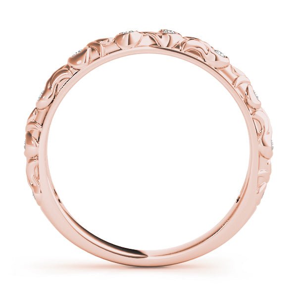 0.06CTW 14K Gold Slim Fancy Gold Band With Bezel Set Round Diamonds - Diamond Ring - Design Jewellers Edmonton