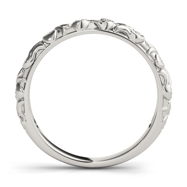 0.06CTW 14K Gold Slim Fancy Gold Band With Bezel Set Round Diamonds - Diamond Ring - Design Jewellers Edmonton