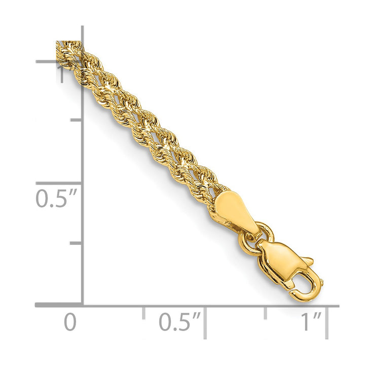 Gold 3mm Rope Bracelet, 7"