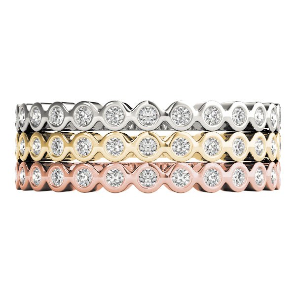 0.13CTW 14K Gold Bezel Set Multi Stone Diamond Band In A Slim Design - Diamond Ring - Design Jewellers Edmonton