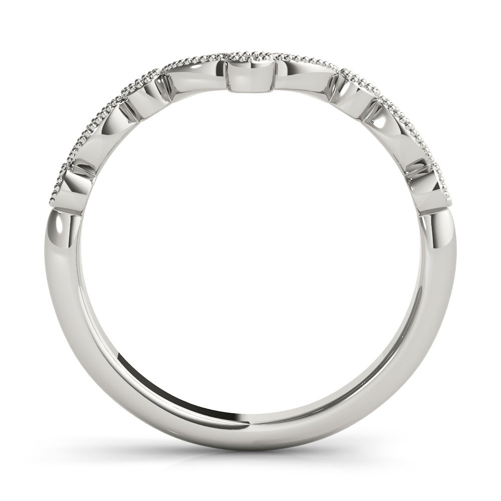 0.13CTW 14K Gold Fancy Round Brilliant Cut Eye Shape Design Diamond Band With A V - Shape Style - Diamond Ring - Design Jewellers Edmonton