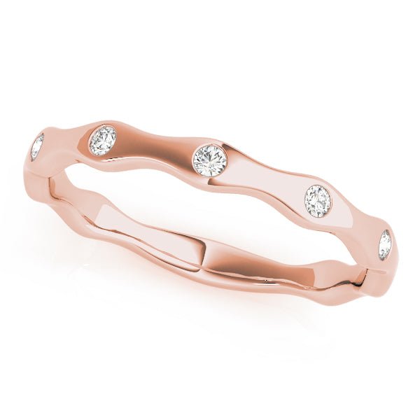 0.13CTW 14K Gold Gypsy Set Multi Stone Diamond Band In A Wavy Shape Gold Design - Diamond Ring - Design Jewellers Edmonton