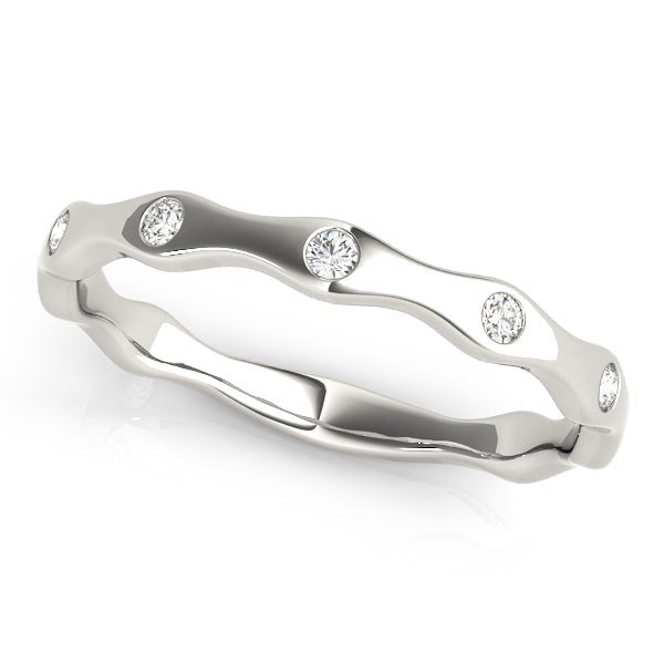 0.13CTW 14K Gold Gypsy Set Multi Stone Diamond Band In A Wavy Shape Gold Design - Diamond Ring - Design Jewellers Edmonton