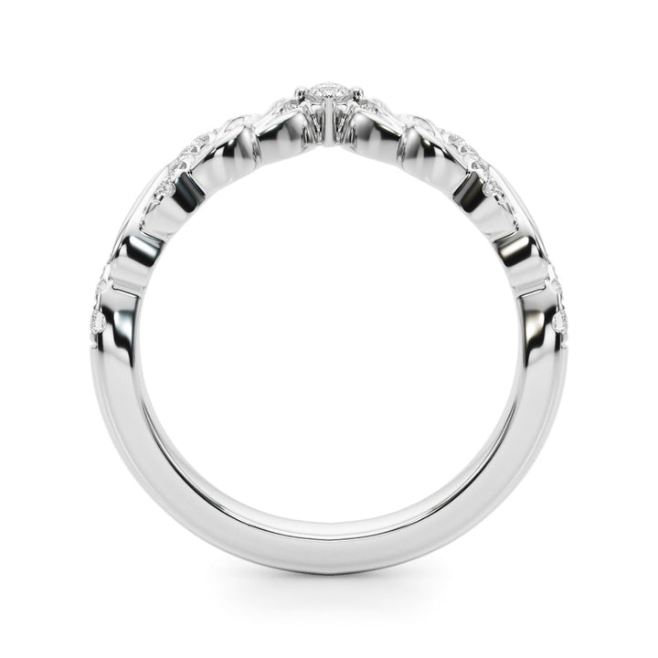 0.13CTW 14K Gold V Shaped Fancy Design Diamond Band - Diamond Ring - Design Jewellers Edmonton
