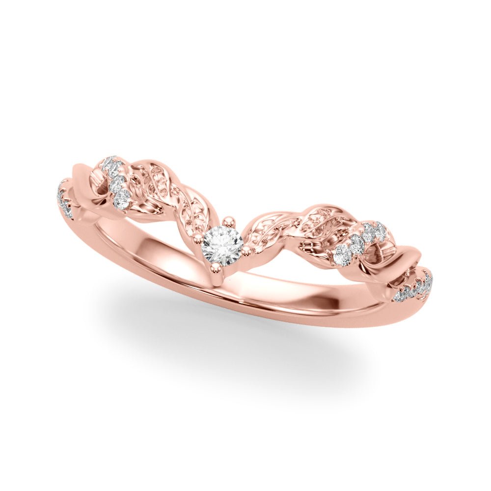 0.13CTW 14K Gold V Shaped Fancy Design Diamond Band - Diamond Ring - Design Jewellers Edmonton