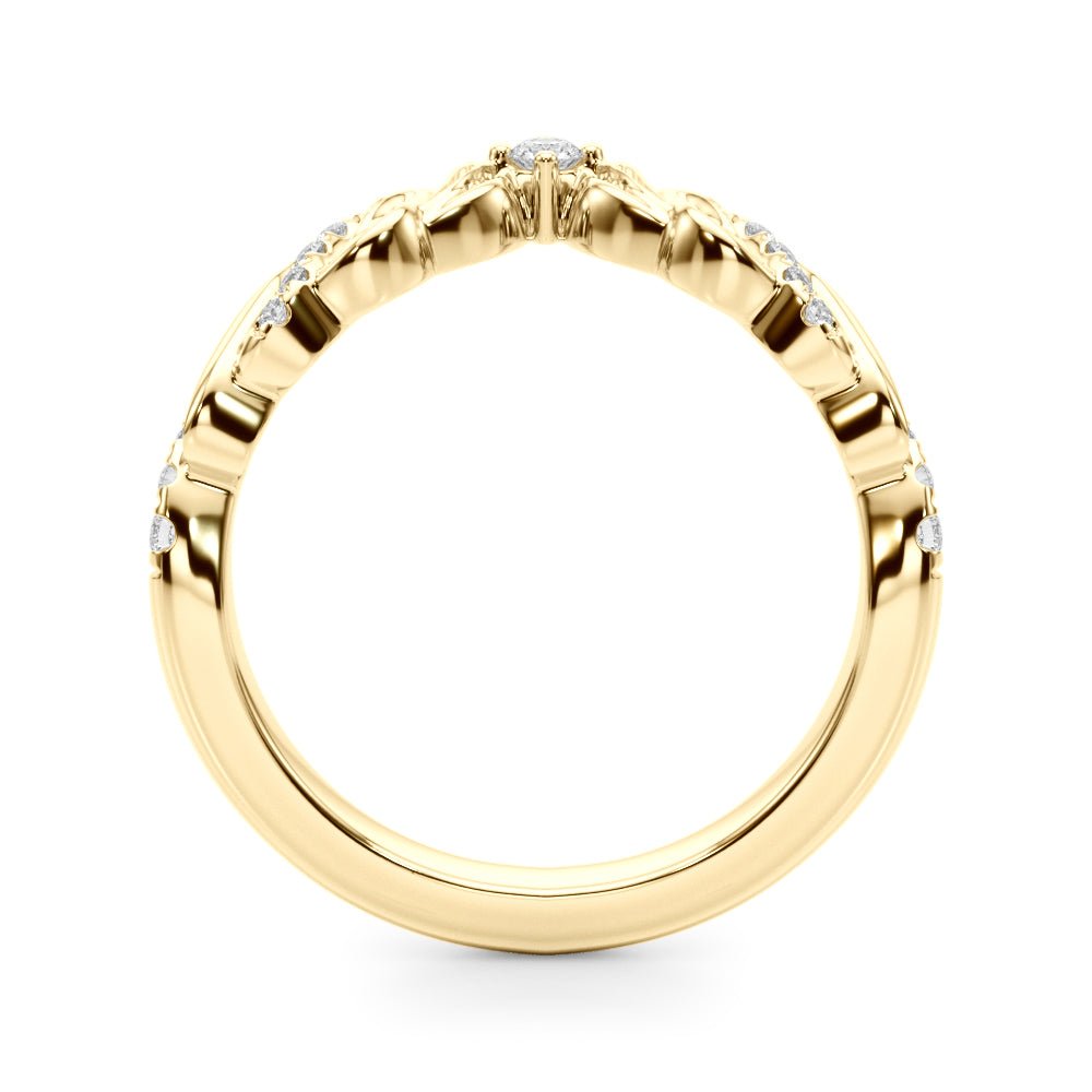 0.13CTW 14K Gold V Shaped Fancy Design Diamond Band - Diamond Ring - Design Jewellers Edmonton