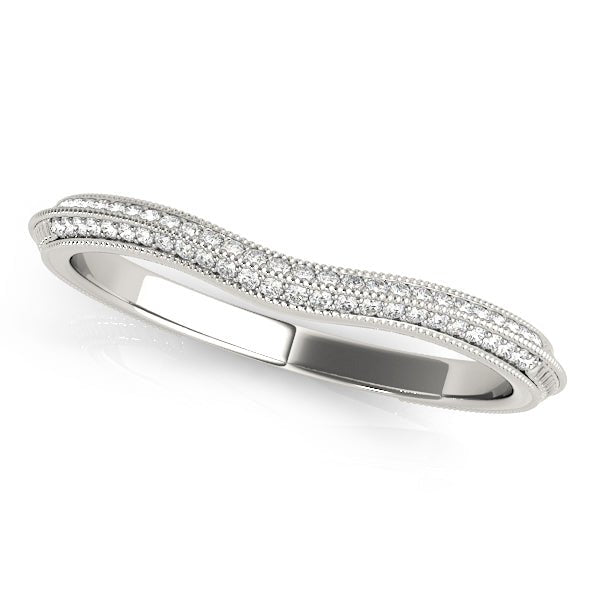 0.16CTW 14K  Gold Slim Pave Diamond Band With A Slightly U Shape Design