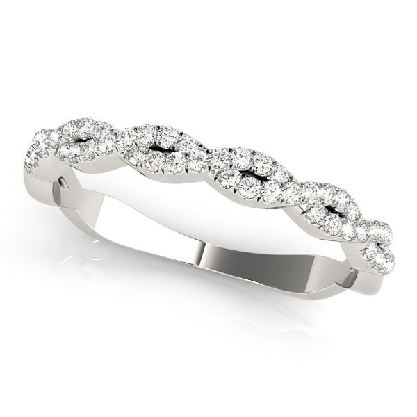 0.20CTW 10K Gold Intertwined Slim Crossover Design Diamond Band