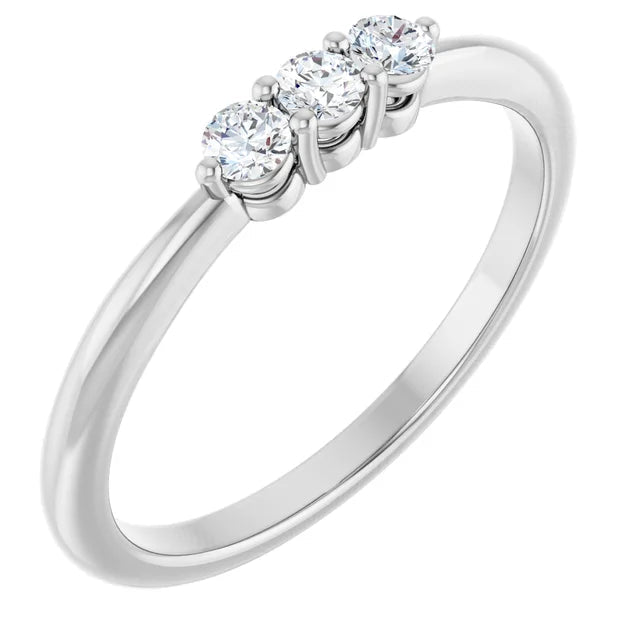 0.20CTW 10K Gold Ladies 3 Stone Design Past, Present, Round Brilliant Cut Diamond Ring - Past, Present, Future - Design Jewellers Edmonton