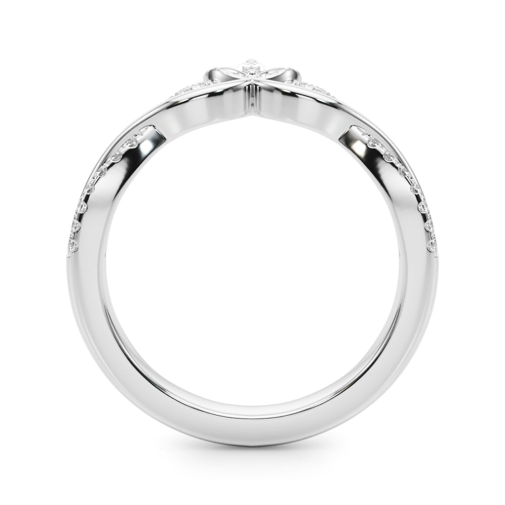0.20CTW 14K Gold Band With Marquise And Round Diamonds Accented With A Leaf Design - Diamond Ring - Design Jewellers Edmonton