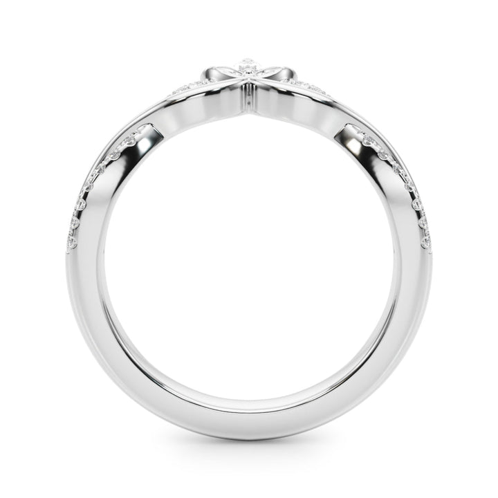 0.20CTW 14K Gold Band With Marquise And Round Diamonds Accented With A Leaf Design - Diamond Ring - Design Jewellers Edmonton