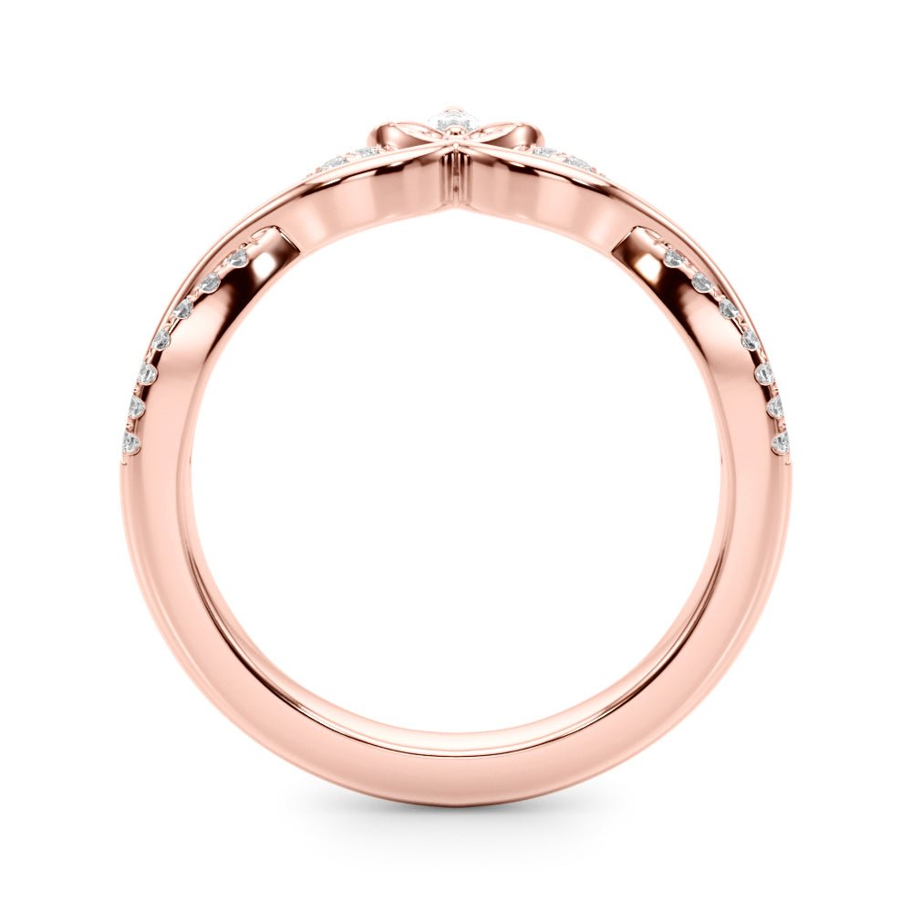 0.20CTW 14K Gold Band With Marquise And Round Diamonds Accented With A Leaf Design - Diamond Ring - Design Jewellers Edmonton
