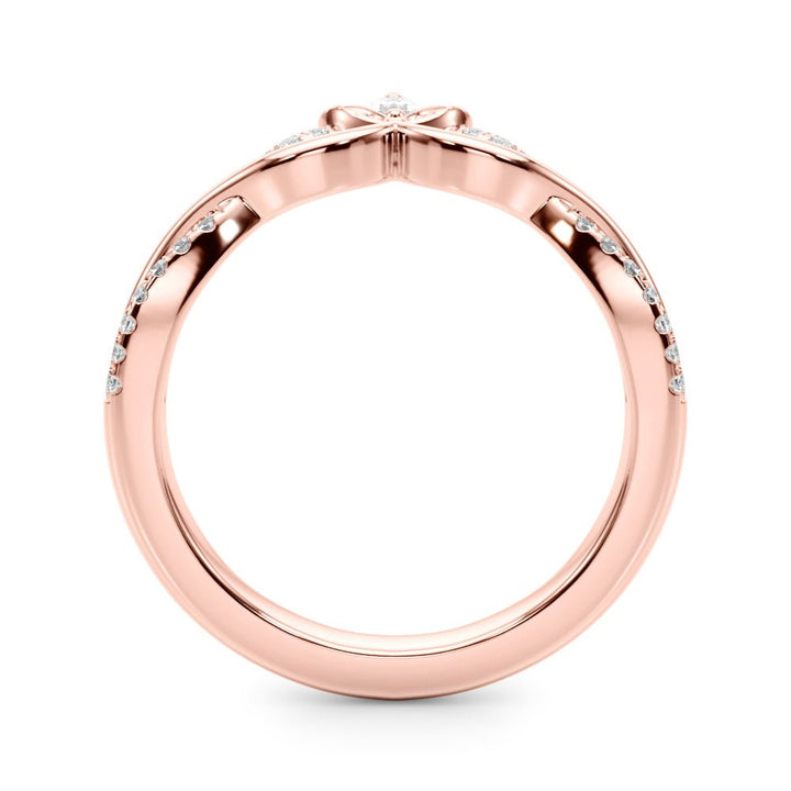 0.20CTW 14K Gold Band With Marquise And Round Diamonds Accented With A Leaf Design - Diamond Ring - Design Jewellers Edmonton