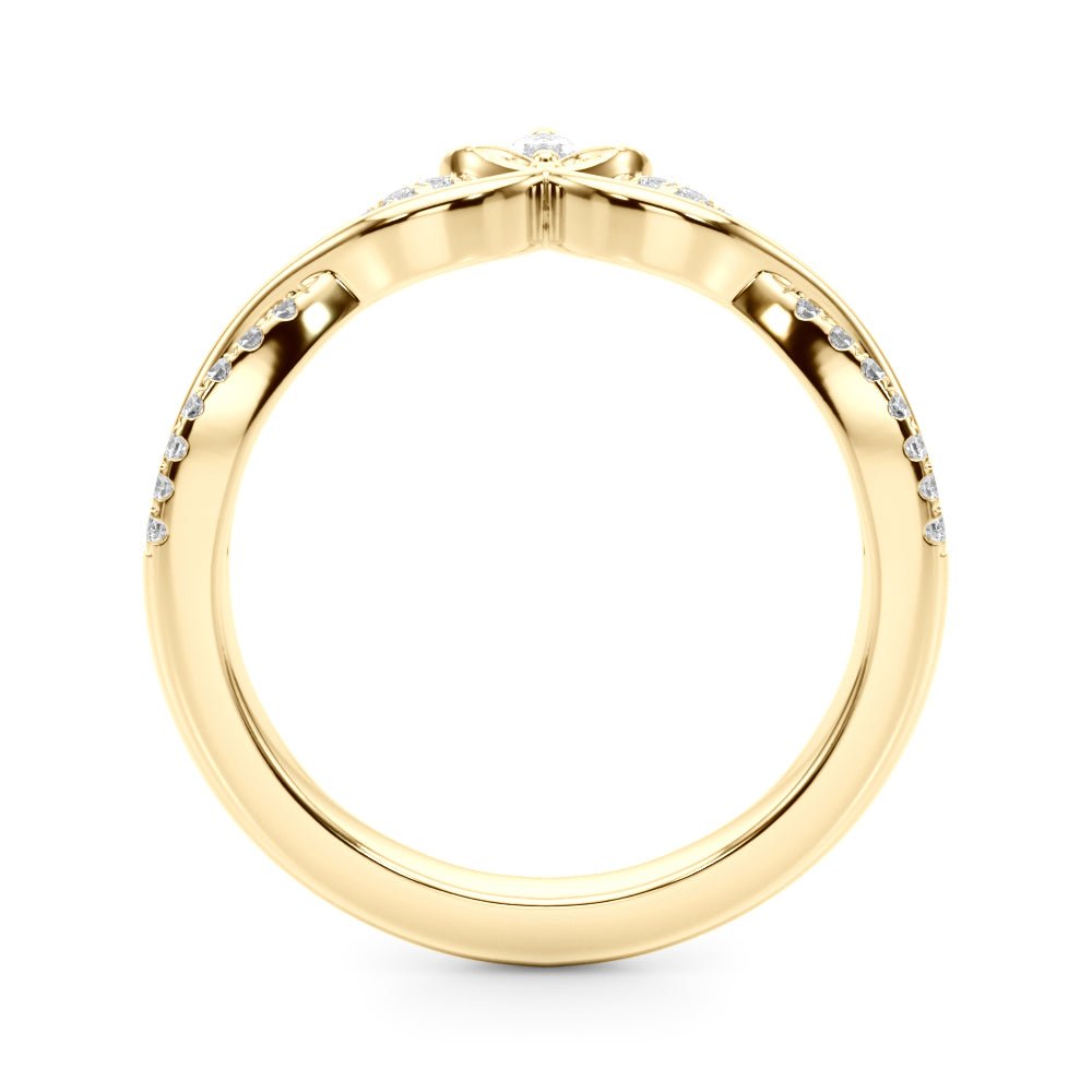 0.20CTW 14K Gold Band With Marquise And Round Diamonds Accented With A Leaf Design - Diamond Ring - Design Jewellers Edmonton