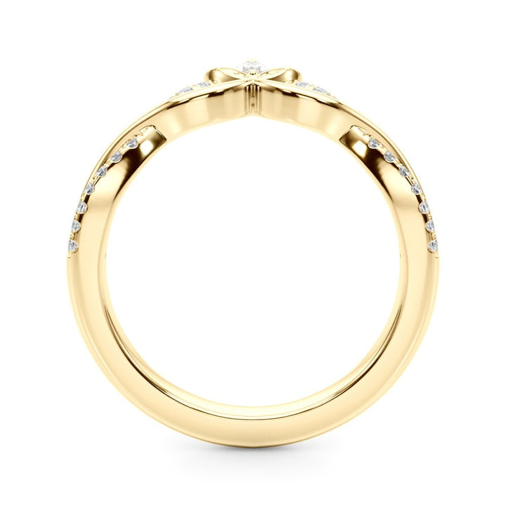 0.20CTW 14K Gold Band With Marquise And Round Diamonds Accented With A Leaf Design - Diamond Ring - Design Jewellers Edmonton