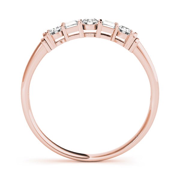 0.20CTW 14K Gold Bar Set Baguette and Round Brilliant Cut Diamond Band Design - Diamond Ring - Design Jewellers Edmonton