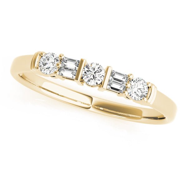 0.20CTW 14K Gold Bar Set Baguette and Round Brilliant Cut Diamond Band Design - Diamond Ring - Design Jewellers Edmonton