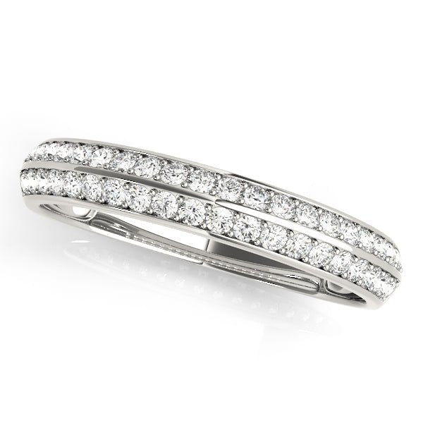 0.20CTW 14K  Gold Multi-Row Slim Pave Diamond Band With A Rounded Design