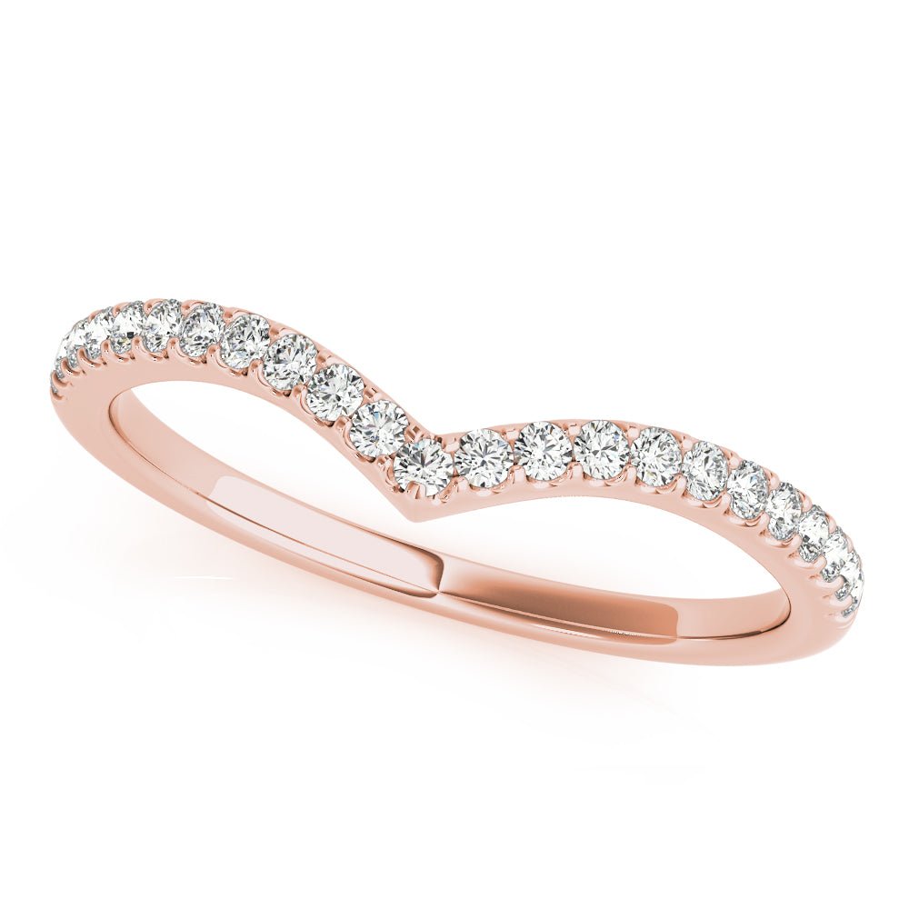 0.20TW 14K Gold Fancy Round Brilliant Diamond Band With A Mild V - Shape Design - Diamond Ring - Design Jewellers Edmonton