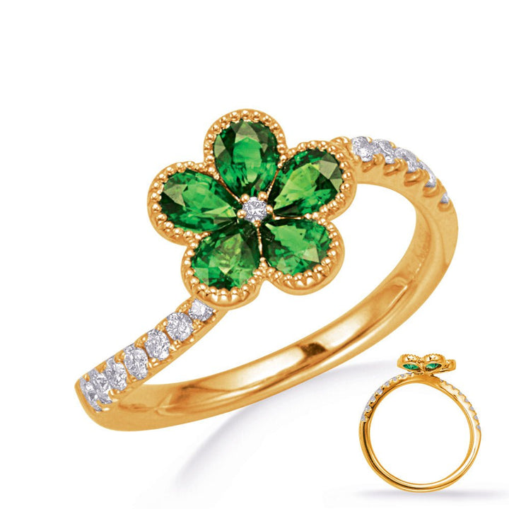 0.21 ctw. FLOWER GOLD TSAVORITE & DIAMOND RING - Luxury Rings - Design Jewellers Edmonton