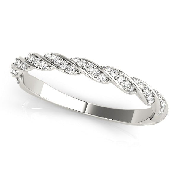 0.25CTW 10K Gold Slim Intertwined Diamond Set Twisted Style Band
