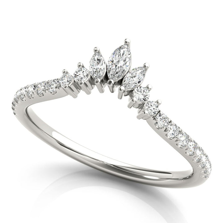 0.25CTW 14K Gold Fancy Marquise and Round Brilliant Diamond Band With A V - Shape Design - Diamond Ring - Design Jewellers Edmonton