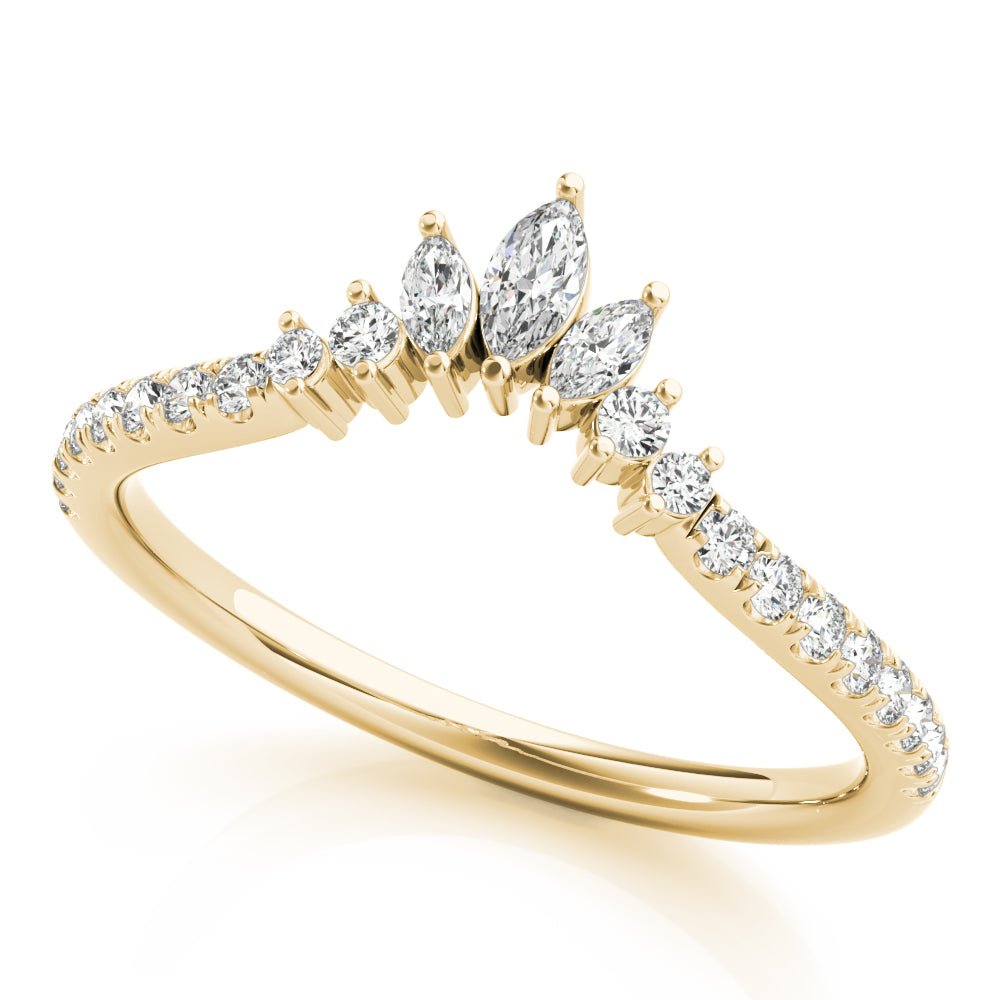 0.25CTW 14K Gold Fancy Marquise and Round Brilliant Diamond Band With A V - Shape Design - Diamond Ring - Design Jewellers Edmonton