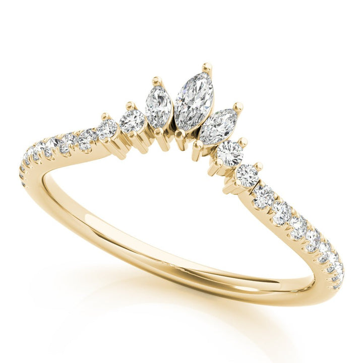 0.25CTW 14K Gold Fancy Marquise and Round Brilliant Diamond Band With A V - Shape Design - Diamond Ring - Design Jewellers Edmonton