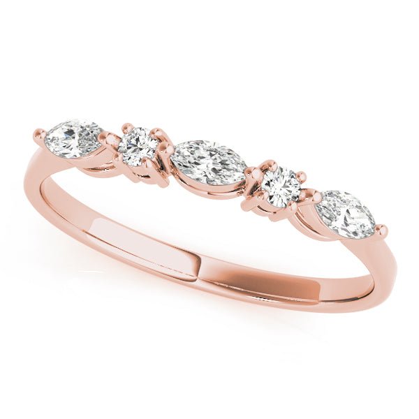 0.25CTW 14K Gold Marquise and Round Brilliant Cut Slim Design Diamond Band - Diamond Ring - Design Jewellers Edmonton