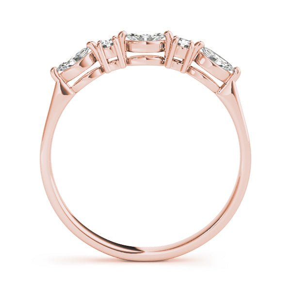 0.25CTW 14K Gold Marquise and Round Brilliant Cut Slim Design Diamond Band - Diamond Ring - Design Jewellers Edmonton