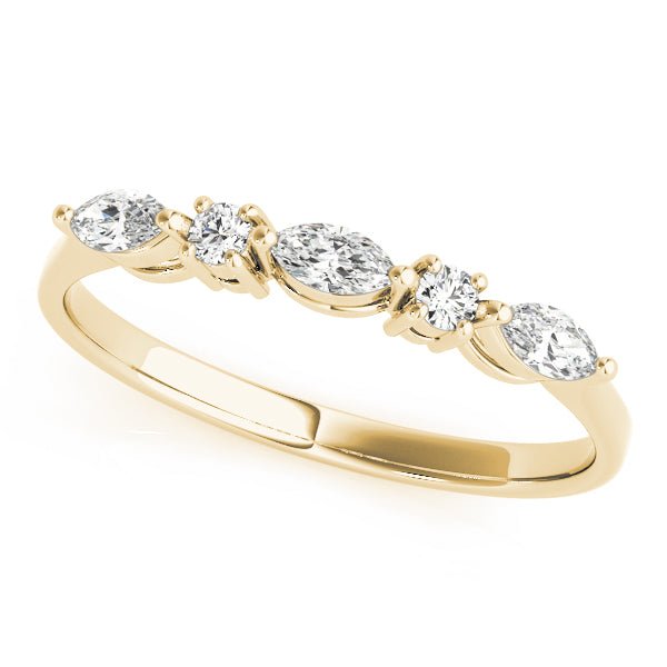 0.25CTW 14K Gold Marquise and Round Brilliant Cut Slim Design Diamond Band - Diamond Ring - Design Jewellers Edmonton