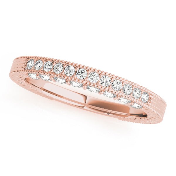 0.25CTW 14K Gold Pave Diamond Band With Millgrain Bead Design Edges - Diamond Ring - Design Jewellers Edmonton