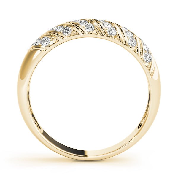 0.25CTW 14K Gold Rounded Design Gold Band With Set In Multi Rows Of Diamonds - Diamond Ring - Design Jewellers Edmonton