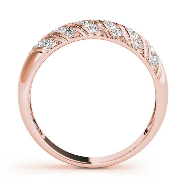 0.25CTW 14K Gold Rounded Design Gold Band With Set In Multi Rows Of Diamonds - Diamond Ring - Design Jewellers Edmonton