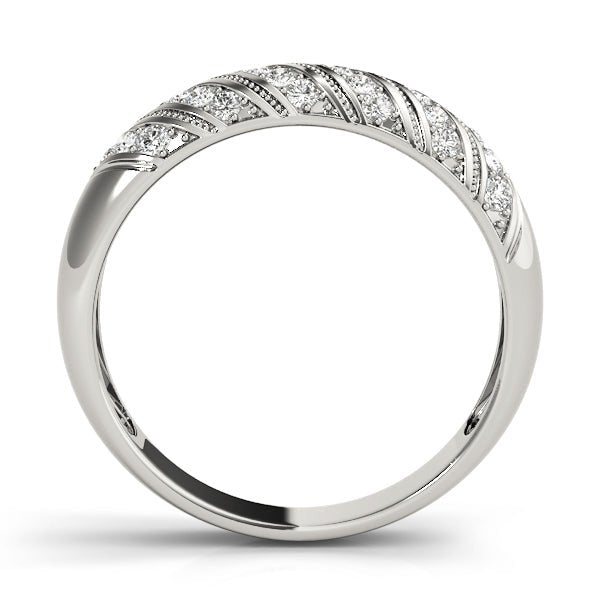 0.25CTW 14K Gold Rounded Design Gold Band With Set In Multi Rows Of Diamonds - Diamond Ring - Design Jewellers Edmonton