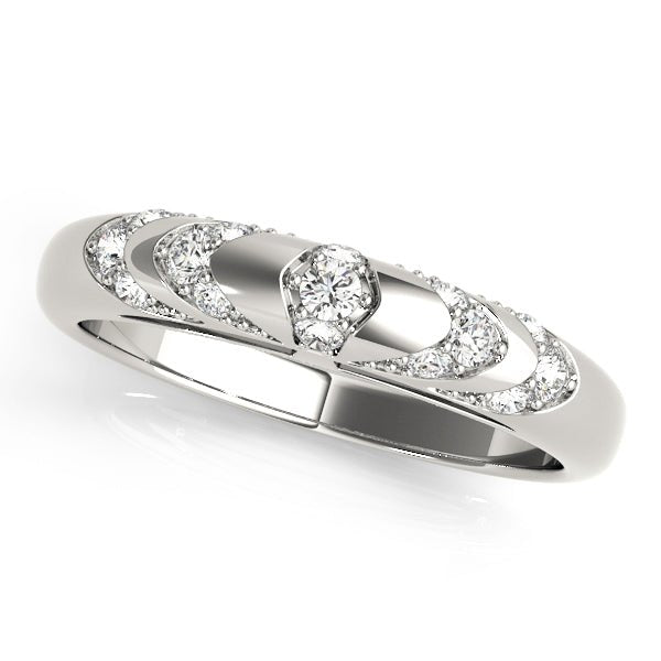 0.25CTW 14K  Gold Rounded Diamond Design Band With Fancy Edges