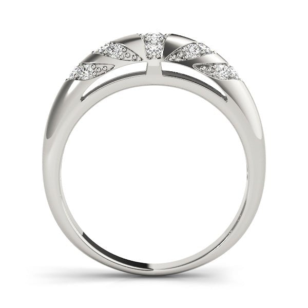 0.25CTW 14K Gold Rounded Diamond Design Band With Fancy Edges - Diamond Ring - Design Jewellers Edmonton