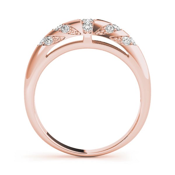 0.25CTW 14K Gold Rounded Diamond Design Band With Fancy Edges - Diamond Ring - Design Jewellers Edmonton