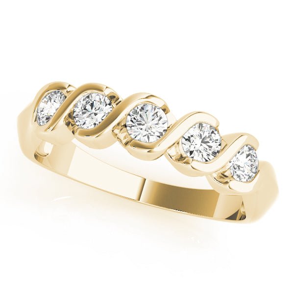 0.25CTW 14K Gold S Shape Design Round Brilliant Cut Diamond Band - Diamond Ring - Design Jewellers Edmonton