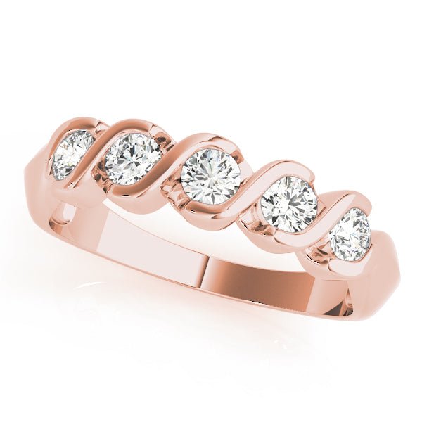 0.25CTW 14K Gold S Shape Design Round Brilliant Cut Diamond Band - Diamond Ring - Design Jewellers Edmonton