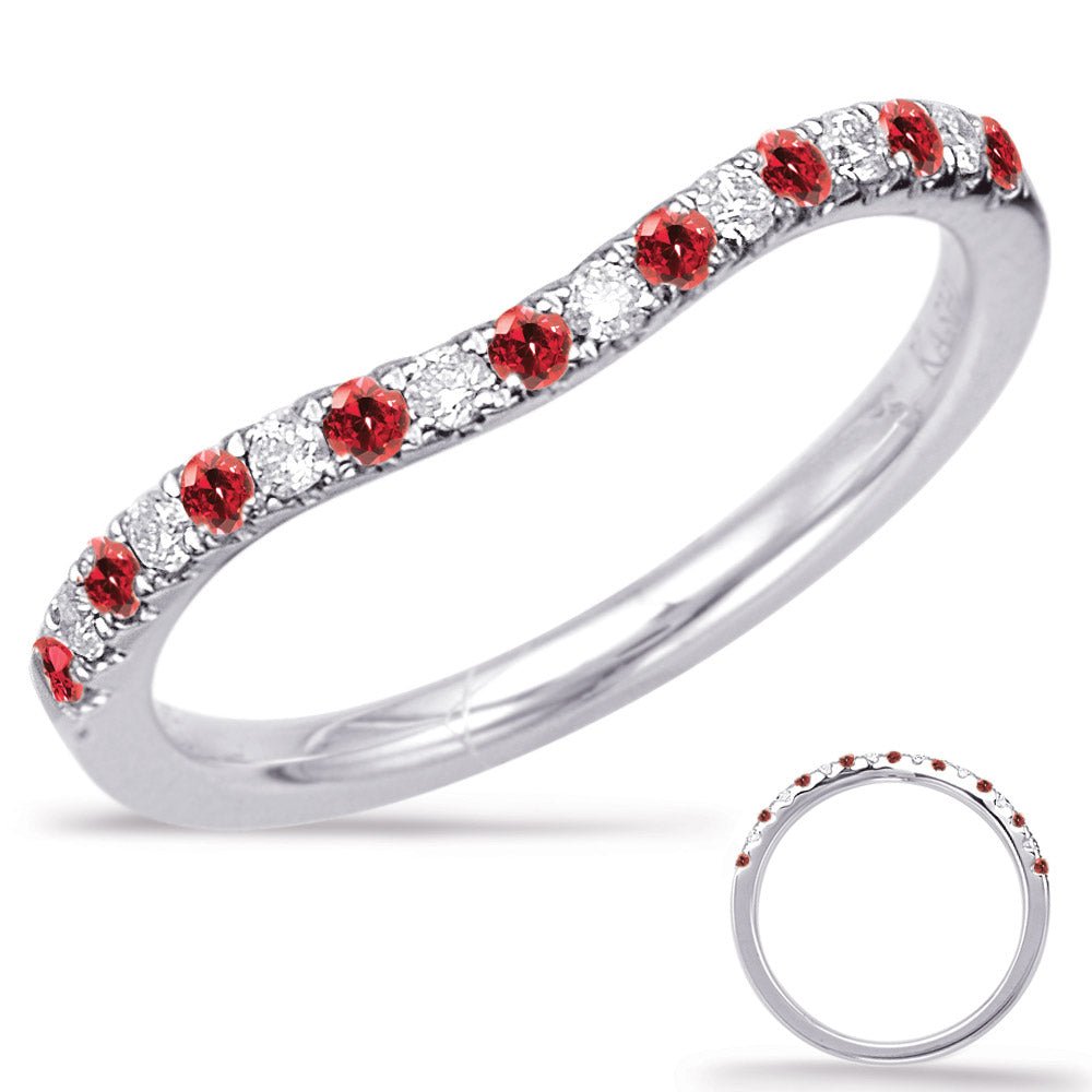 0.29 ctw. ELEGANT WHITE GOLD RUBY & DIAMOND BAND