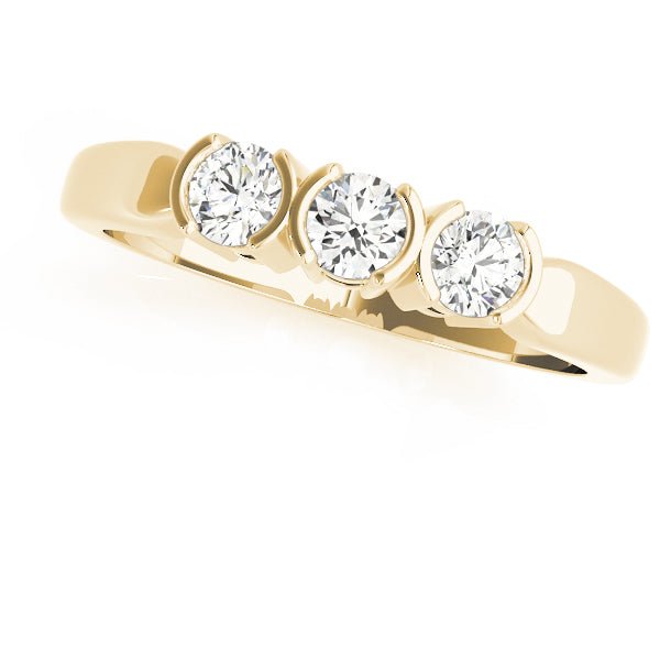 0.33CTW 14K Gold 3 Stone Semi - Bezel Set Round Cut Diamond Band - Diamond Ring - Design Jewellers Edmonton