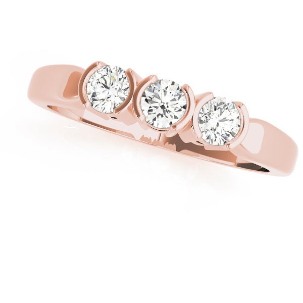 0.33CTW 14K Gold 3 Stone Semi - Bezel Set Round Cut Diamond Band - Diamond Ring - Design Jewellers Edmonton
