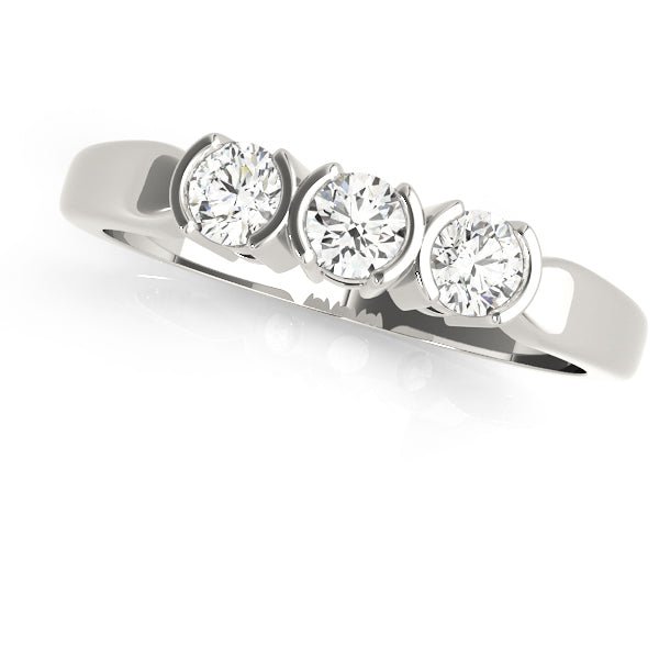 0.33CTW 14K  Gold 3 Stone Semi-Bezel Set Round Cut Diamond Band