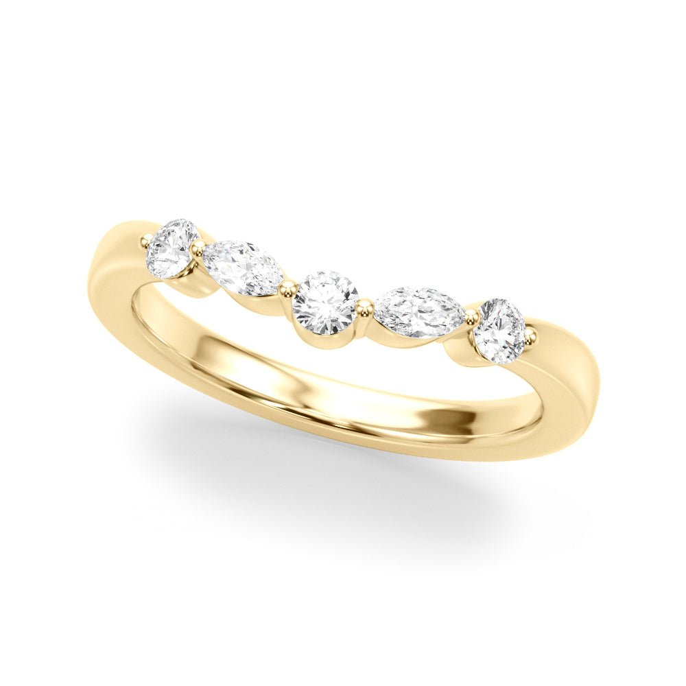0.33CTW 14K Gold Fancy Marquise and Round Brilliant Diamond Band With A Slightly U - Shape Design - Diamond Ring - Design Jewellers Edmonton