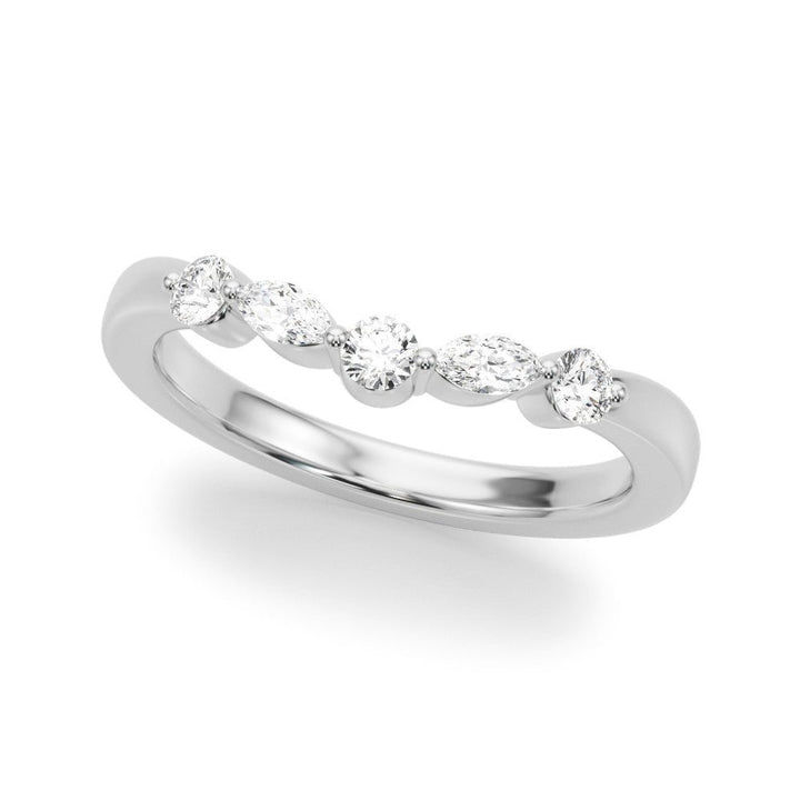 0.33CTW 14K Gold Fancy Marquise and Round Brilliant Diamond Band With A Slightly U - Shape Design - Diamond Ring - Design Jewellers Edmonton