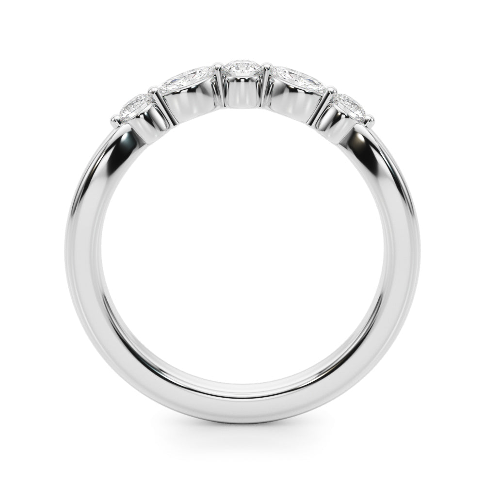 0.33CTW 14K Gold Fancy Marquise and Round Brilliant Diamond Band With A Slightly U - Shape Design - Diamond Ring - Design Jewellers Edmonton