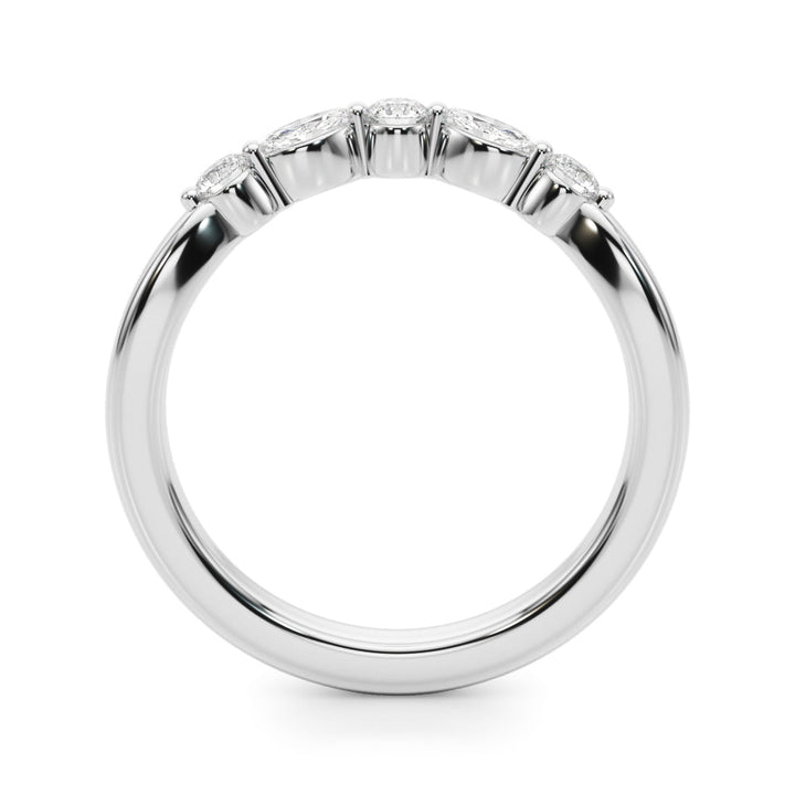 0.33CTW 14K Gold Fancy Marquise and Round Brilliant Diamond Band With A Slightly U - Shape Design - Diamond Ring - Design Jewellers Edmonton